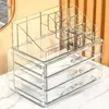 Kosmetisk arrangör makeup lagringslåda Ny transparent akryl Desktop Cosmetics Lipstick Nail Polish Holder Female Makeup Tool Organizer Q240429