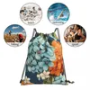 Backpack Retro Floral Floral Match sans couture - Bleu et orange Fleurs portables Sacs à cordon de chaussures Sac Bookbag pour homme femme