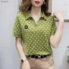 Women's T-Shirt Polo neck womens short sleeved T-shirt womens floral clothing fashionable with collar luxury sales for teenagers V-shaped cuteWX