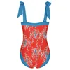 Kobietowe odzież kąpielowa Kobiety Vintage Colorblock Streszczenie kwiatowy nadruk 1 ukrywanie dwóch monokini strojów kąpielowych