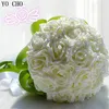 Decorative Flowers Bridal Bouquet Supplies Wedding With Bead White Bridesmaid Accessories