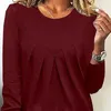 Women's Blouses Women Loose Fit Top Soft Breathable Lady's Pleated Pullover Simple Style Skin-friendly Shirt Blouse For Fall