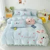 Bedding Sets Pink Cute Cartoon Applique Embroidery Set Velvet Fleece Duvet Cover Bed Sheet Fitted Skirt Pillowcases