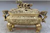 Отмеченная китайская старая бронзовая драконы Dragons Foo Foo Dog Lion Censer Censer4108738