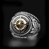 Bandringe Radiant Star Thai Silver Punk Hip Hop Ring Open Verstellbarer Ring J240429