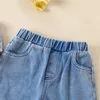 Одежда наборы для малышей джинсы наряд для детской девочки джинсовая пварная пружина набор спагетти ремни бауды с эластичными брюками талии