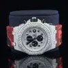 Most Selling Bust Down Moissanite Rapper Hip Hop Chrono For Men Rubber Belt Watch At Wholesales Price