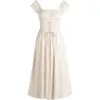 Square Neck White A Line Casual Dresses Fashion simple Long Dress 240424