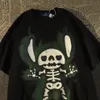 Hiphop Gothic Graphic T Shirts American Skull Cartoon 100% Cotton Short Sleeved Tops Men and Women Loose Harajuku Streetwear 240429