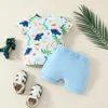 Ensembles de vêtements Mama S Sunshine Summer Baby Boy Clothes Animal Imprimé à manches courtes T-shirt Shorts décontractés