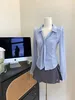 Design Pure Desire Satin Seide Glattes Taillenhemd Langarm Womens Binde Top Vielseitige blaue rosa Mode 240426