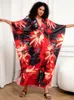 Sunforyou Kaftan Dresses For Women Floral Print Sliky Plus Size Caftans Swimsuit Cover Up Robe Loose Soft Maxi Dress