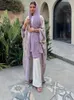 Etnische kleding glans open abaya zachte satijn één size vrouwen islamitische kimono vest -vest moslim dubai kalkoen bescheiden lange jurk outfit