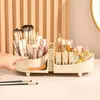 Kosmetischer Organizer Pinsel Lippenstift Lidschattenpalette Aufbewahrungsbox 360 Rotation Makeup Organizer Kosmetikkommode Tisch Q240429