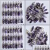 Charmes Charmes Stripe Amethyst Pillar Stone Natural Stone Chakra Guérisse Pendum Prism Hexagonal Pendant Diy Collier Ear Carshop2006 DHIA5 DR DHUFJ