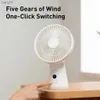 Electric Fans New portable desktop fan rechargeable mini air conditioner manual fan suitable for home office camping LED display screen 5-speed adjustableWX