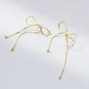 Brincos de garanhão requintado pingente de arco de borda de moda para mulheres coreanas simples e luminosa Cadeia de piercing Jewelry Gift Gift