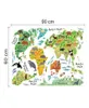 Kleurrijke dierenwereld Map Wall Sticker voor kinderkamer Home Decor 3d Decals Creative Pegatinas de Pared Living StickersReliver9136185