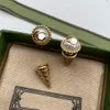 Lyxig vintage färg diamant studdesigner för kvinnor hoop örhängen stud alfabet örhängen smycken lådan set för alla hjärtans dag gåva engagemang