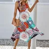 Casual Dresses Vest Dress Bohemian Style Sleeveless Midi Beach sundress med oregelbundna hemkvinnor A-line tank för sommaren