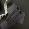 Женская модная бренда черные серьги -таблицы Треугольник Длинной кисточки для кисточки DANGL