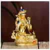 Dekoracyjne figurki Tybet Nepal Wysokiej jakości dobro statua Buddha dom domowy ochrona bezpieczeństwa Zielona Tara Guanyin Goddess Połączona złota miedź