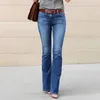 Jeans féminins filles élastique taille slim fit élégant pantalon de denim féminin Bell Bottom Y2k Vintage Streetwear évasé pantalon femmes