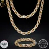 Nouveau design bling bijoux bijoux hip hop hommes 10 mm sterling vvs baguette Moisanite diamant iced out twist corde chaîne