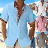 Mäns avslappnade skjortor hawaii strandsemester skjorta sommaren med nedslagen krage korta ärmar färg matchande tryck för semester