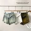 Женские джинсы девочка сладкое крутое корейское стиль керлинг-страза Denim широкие брюки для ног Женщины 2024 Коммутирование All-Match Slimbing Shorts