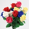 Flores decorativas de malha de malha de rosa de rosa tecido rosas falsas buquê de buquê artificial festas decoração caseira férias férias presentes de mãe