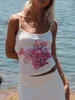 Zbiorniki damskie Camis y2k damska plaster seksowna koronkowa cami uprawa top włoski pasek na ramię z makaron