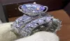 Choucong Luxury Dewelry 925 Серебряное серебро с крупным круглым срезом белый топаз CZ Diamond Pare Ring