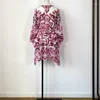 Robes décontractées Femme Robe de soie Imprimé Batwing Sleeve 2024 Été Porcelaine rouge Slim