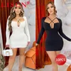 Casual Dresses 10 Bulk Items Wholesale Lots Spring 2024 Long Sleeve Draw String Mini Dress Sexy Y2k Bodycon Clothes For Women K12711