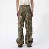 Erkek pantolon nomei Streetwear Camo Casual Yaz Yeni 2024 Mens Kargo Büyük Cep Sıcaklığı Düz ​​Geniş Bacaklar Pantolon WA4408 Q240429