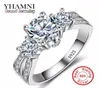 Fine Jewelry Ring Silver Real 925 Sterling Silver Wedding Rings Set 1 Carat SONA CZ Diamant Engagement Rings For Women RX036238D8368611