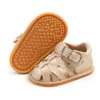 Sandalias Sandalias Baby Leather Soft Roman Roman Style Summer Womens Zapatos 0-18 M Sandalias Novato Anti Slip First Step Walkerl240429