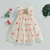 Robes de fille blotona petites filles robe en tulle ananas imprimement princesse butain de papillon décontracté pour les vêtements d'été de fête à la plage 6m-4Y