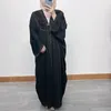 Roupas étnicas Mangas de morcegos de morcego feminino de colarinho de colarinho do leste do dubai pérola de pérola solta manto de moda muçulmana de moda muçulmana