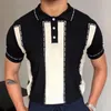 Polos pour hommes Trendy Summer Patchwork Business Polo Polo tricot à manches courtes