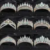 Tiaras di lusso verde opal cristallo fiore goccia goccia di tiara femminile festa di matrimonio eleganti accessori per capelli a corona da sposa da sposa