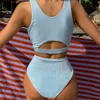 Swimwear féminin 2024 Nouveau Sexy Spicy Girl Vacation Style Swimsuit Korean Instagram Sans manches Split High Waist Sports Bikini
