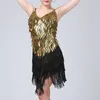 Scary Wear Sequins Sequins Tassel Robe de danse latine Lady Shiny Sexy Fringe Salsa Ballroom Tango Cha Rumba Samba Dancewear Costume