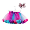 Fashion Kids Mesh Miniirts Girls Princess Rainbow Colorful Dance Ballet Tutu Rok Zomerfeestje Bluey Jurk Elastische Doek 18y 240420