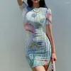 Robes décontractées l'été dame mince robe de mer en bas de méduse 3d imprimé belle tendance mode
