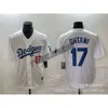 Jerseys Odzież Dodgers Jersey 17 Ohtani Hafted Japończyka elity fanów zespołu Elite Transfer