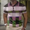 Man camisa pólo lazer panos de camisas impressas de manga curta casual Mesh Blouse Roupas de verão Tees grandes respiráveis 240416