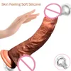 Wireless Remote Control Skin känns livliga dildos teleskopisk vibration stor penis med temperatur och sucker för kvinnor 2106188254421