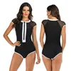 Ubranie w kąpieli w kąpieli dla kobiet Kobiet stroju kąpielowego Black One Piece Skromna plaża bikini może surfować kobiety zamek muzułmańska kamizelka bodysuitowa kamizelka